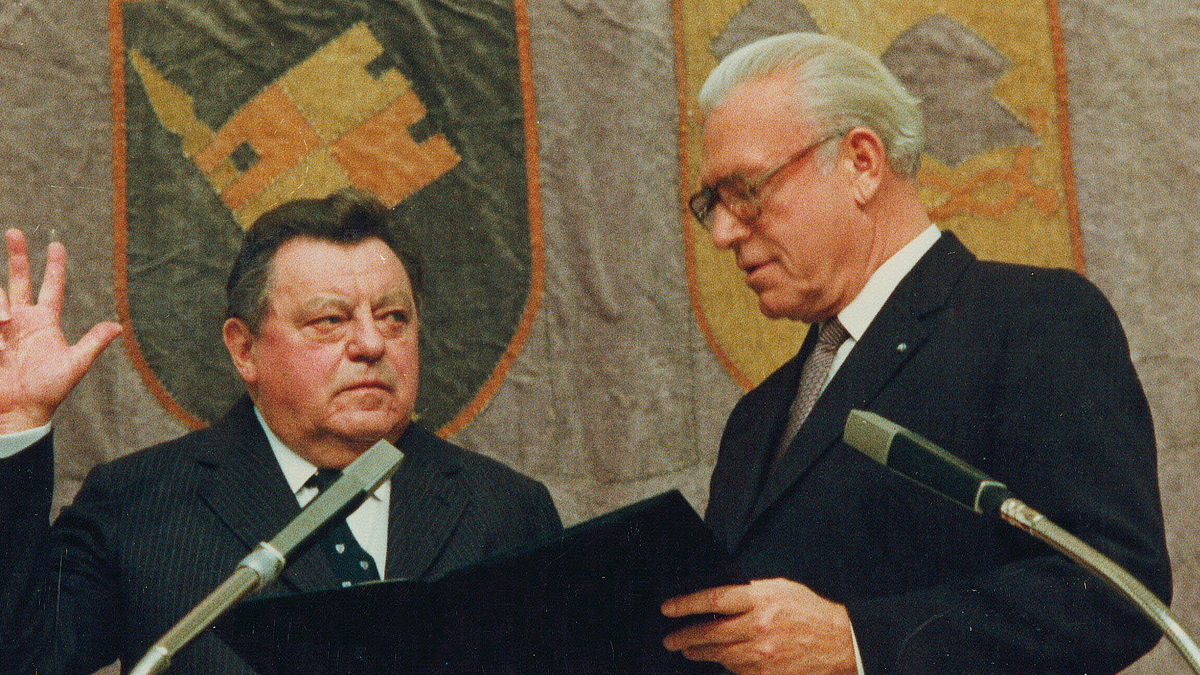 Vereidigung von Franz Josef Strauß als Ministerpräsident im Bayerischen Landtag 1982