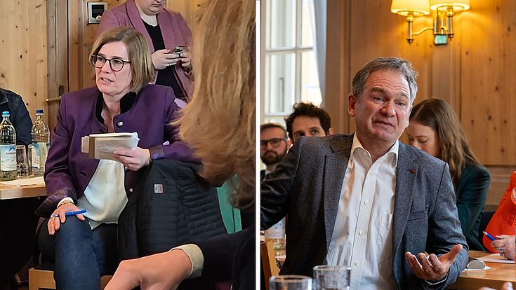 Links: Almut Wahl, Schulleiterin der Mittelschule an der Feldbergstraße, München; rechts: Walter Braun, Schulleiter der Mittelschule Germering an der Wittelsbacherstraße