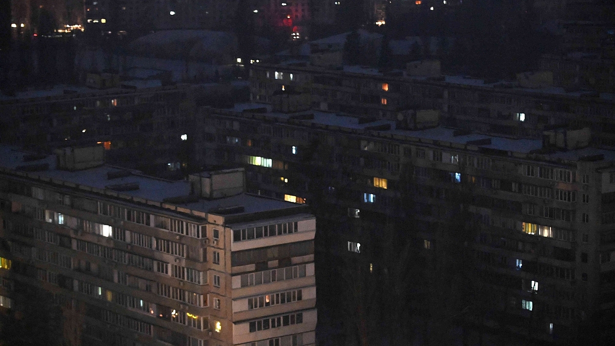 Blick auf Kiew während eines Blackouts Ende Januar 2026
