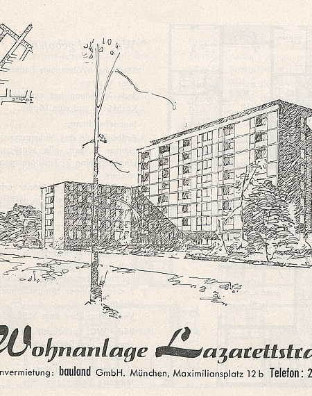 Bauzeichnung der Gebäude Lazarettstraße 33 und 35