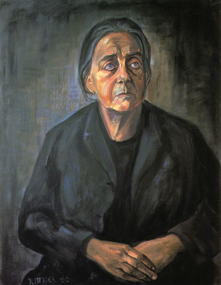 Therese Giehse porträtiert von Günter Rittner als „Mutter Courage und ihre Kinder". 

