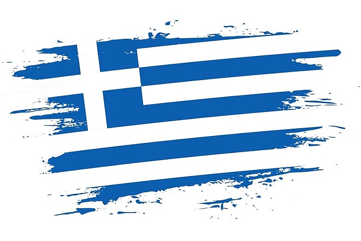 Die Flagge Griechenlands. Waagerechte Streifen mit einem Kreuz in der oberen linken Ecke.
