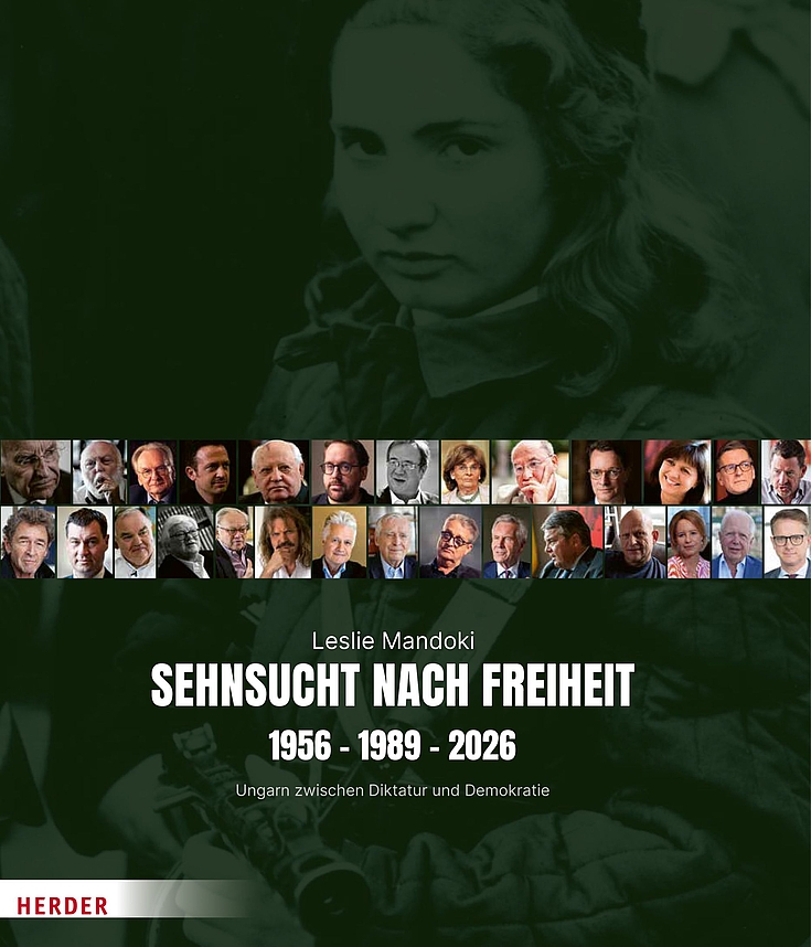 Cover des soeben erschienene Bildbands "Sehnsucht nach Freiheit" von Leslie Mandoki. Der Musiker  schildert auf Einladung der HSS zur gleichnamigen Veranstaltung, wie ihn der Ungarn-Aufstand vor 70 Jahren musikalisch und persönlich geprägt hat.
