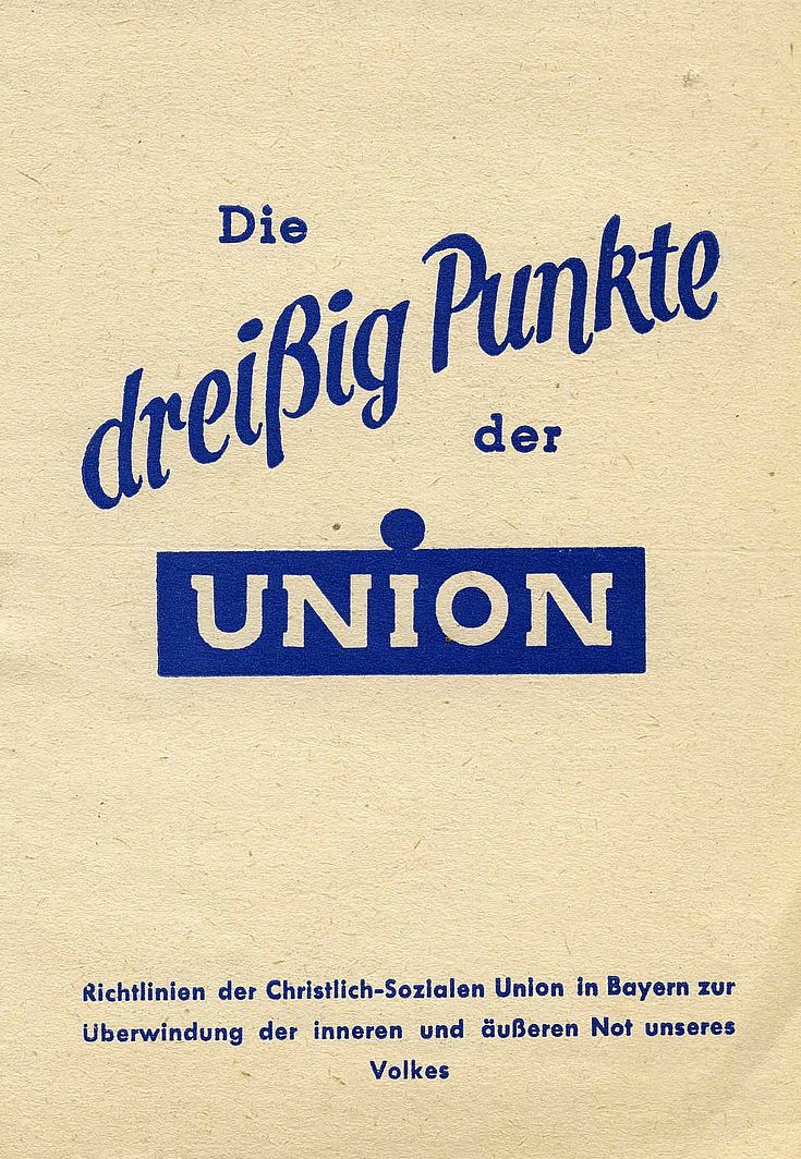 Druckschrift "Die dreißig Punkte der Union" von 1946