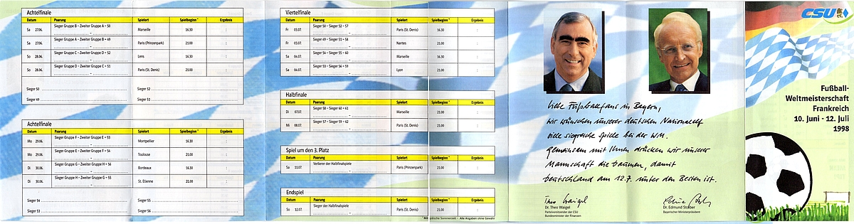 Außenseite des WM-Spielplans