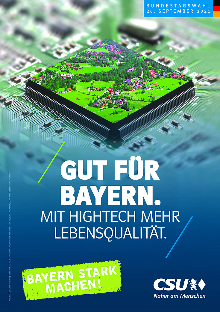 Bei der Bundestagswahl 2021 wirbt die CSU mit Bayern als Hightech-Land um die Gunst der Wähler.