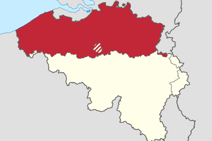 Karte Belgiens, auf der die nördlichen Gebiete markiert sind.