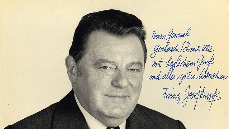Autogram von Franz Josef Strauß für Gerd Schmückle