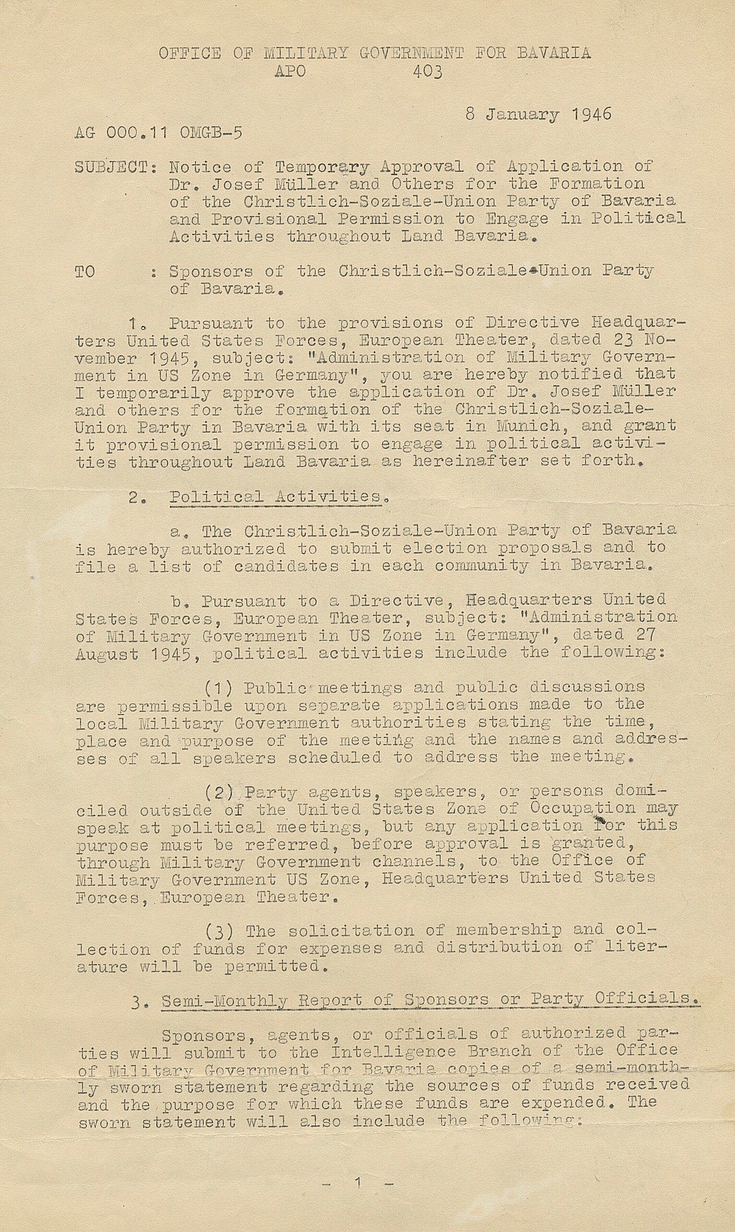 Lizensierung der CSU, Seite 1