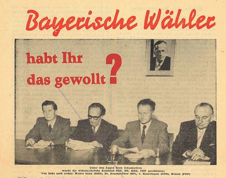 Bayerische Wähler habt Ihr das gewollt? Flugblatt der CSU nach der Landtagswahl 1954