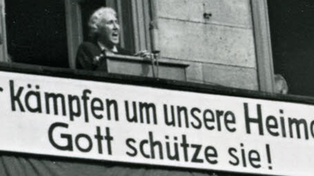 Kundgebung gegen die Ausweitung des Truppenübungsplatzes Hammelburg 1951