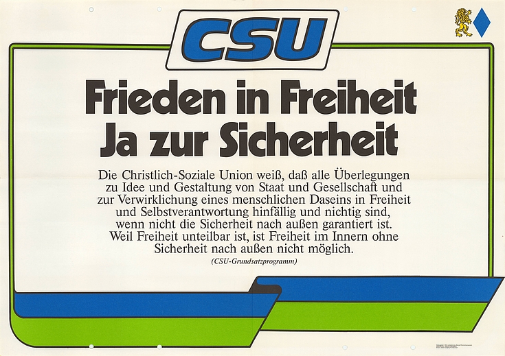 Plakat aus dem Jahr 1984 mit einem Auszug aus dem Grundsatzprogramm 1976. 