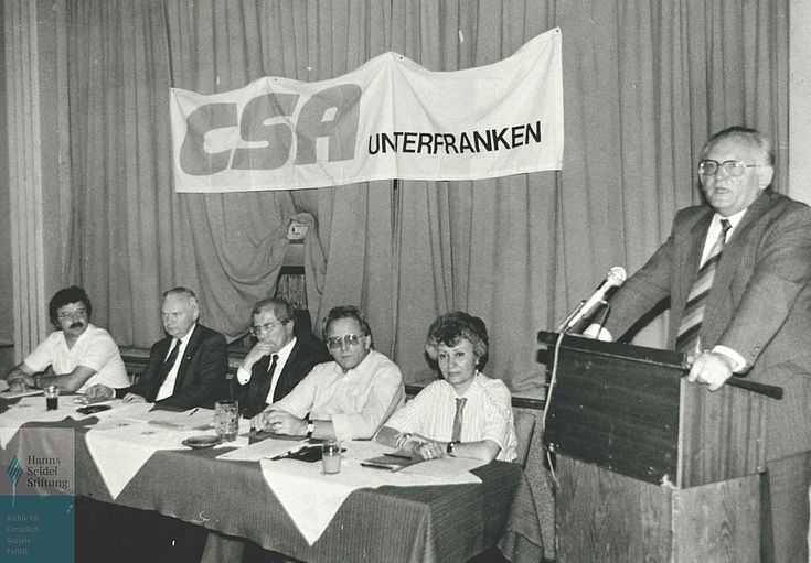 Fritz Pirkl auf einer CSA-Bezirksversammlung 1987  in Unterfranken