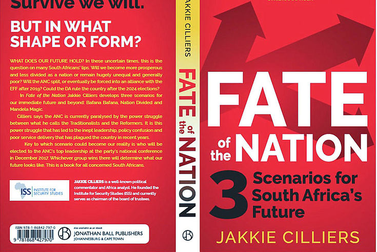 „Umschlag des neuen Buches von Jakkie Cilliers: „Schicksal der Nation: Drei Szenarien für die Zukunft Südafrikas“ von Jakkie Cilliers 